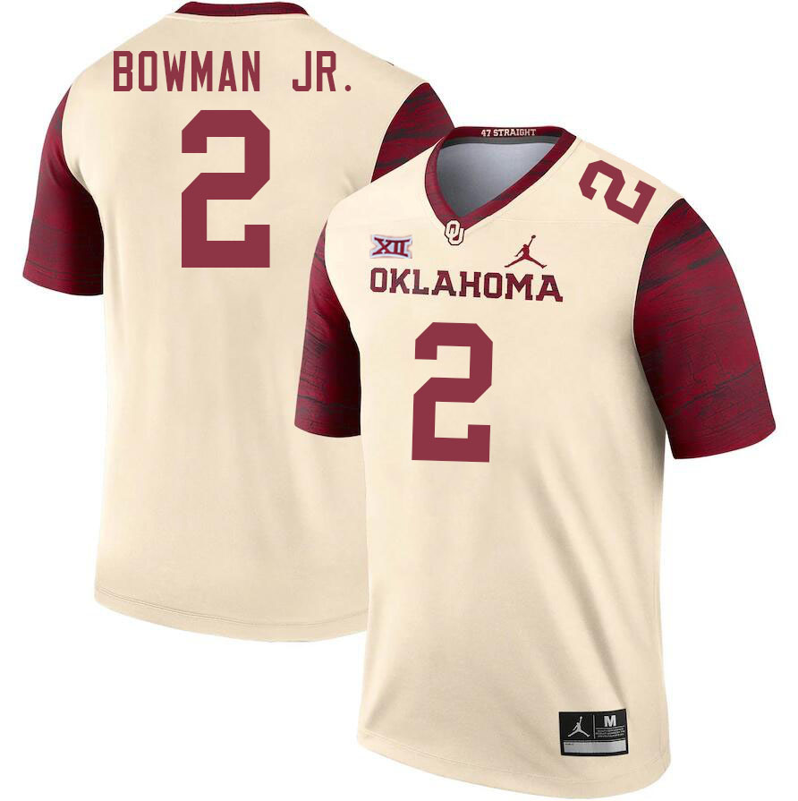 Men #2 Billy Bowman Jr. Oklahoma Sooners College Football Jerseys Stitched-Cream